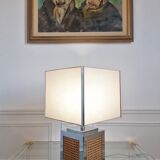 Chrome lamp with caning decoration