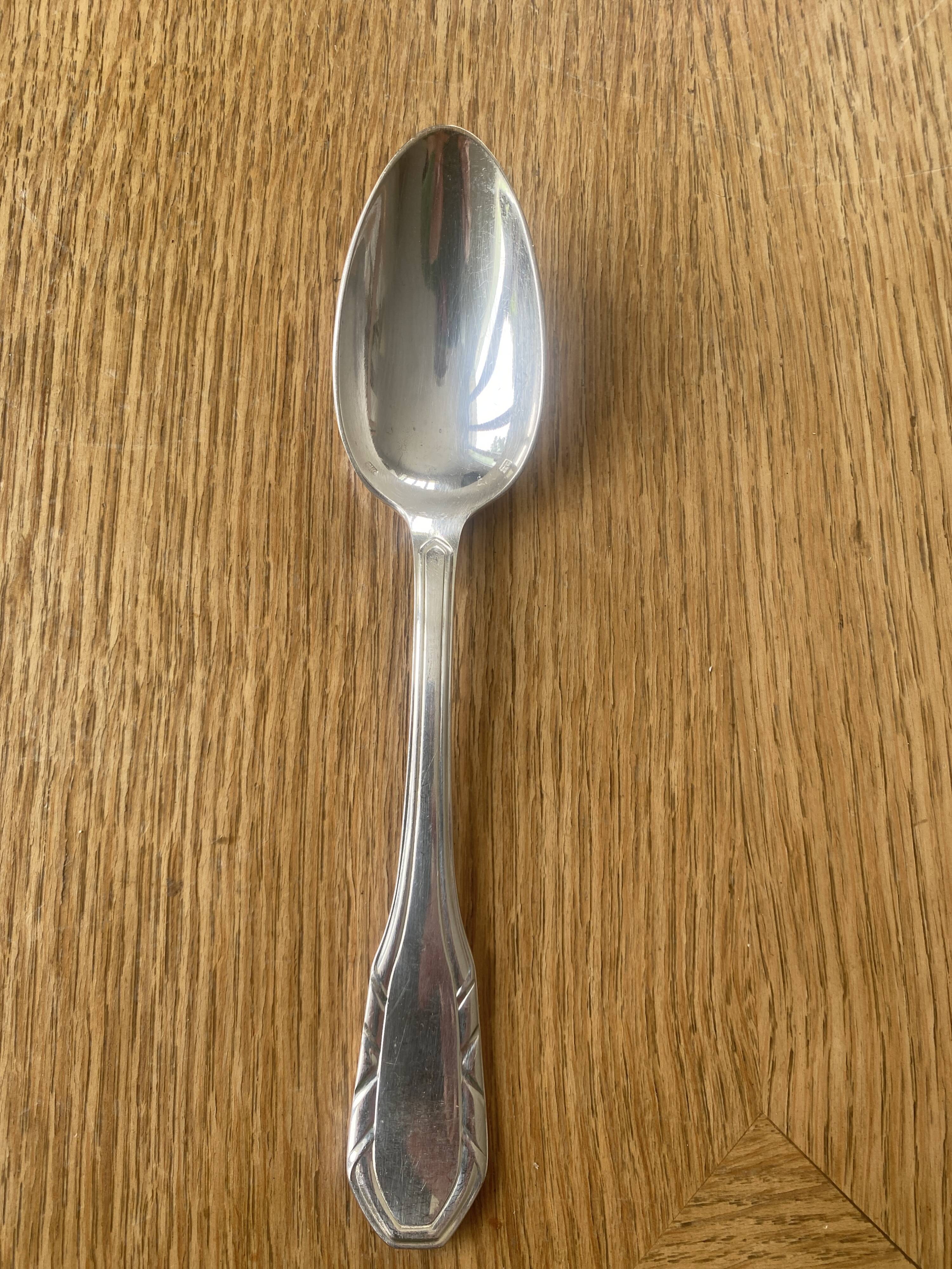 8 large silver-plated metal Art Deco spoons