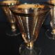 Série de trois verres cristallerie de Hartzviller rayures dorées années 50 60