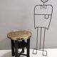 Secessionist Durmast Coffee Table with a Shelf and a Round Brass Top, Austria