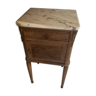 Bedside table encienne in walnut and marble