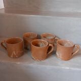 5 glazed stoneware cups