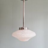 Art Deco pendant light in white speckled glass, 1930s