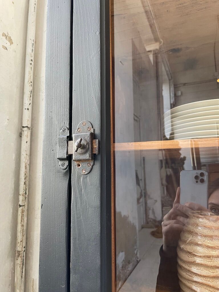 Old black storage window