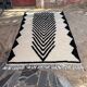 Natural pure wool rug, size 100 x 200 cm, white and black
