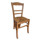 Chaise paillée à motifs colorés