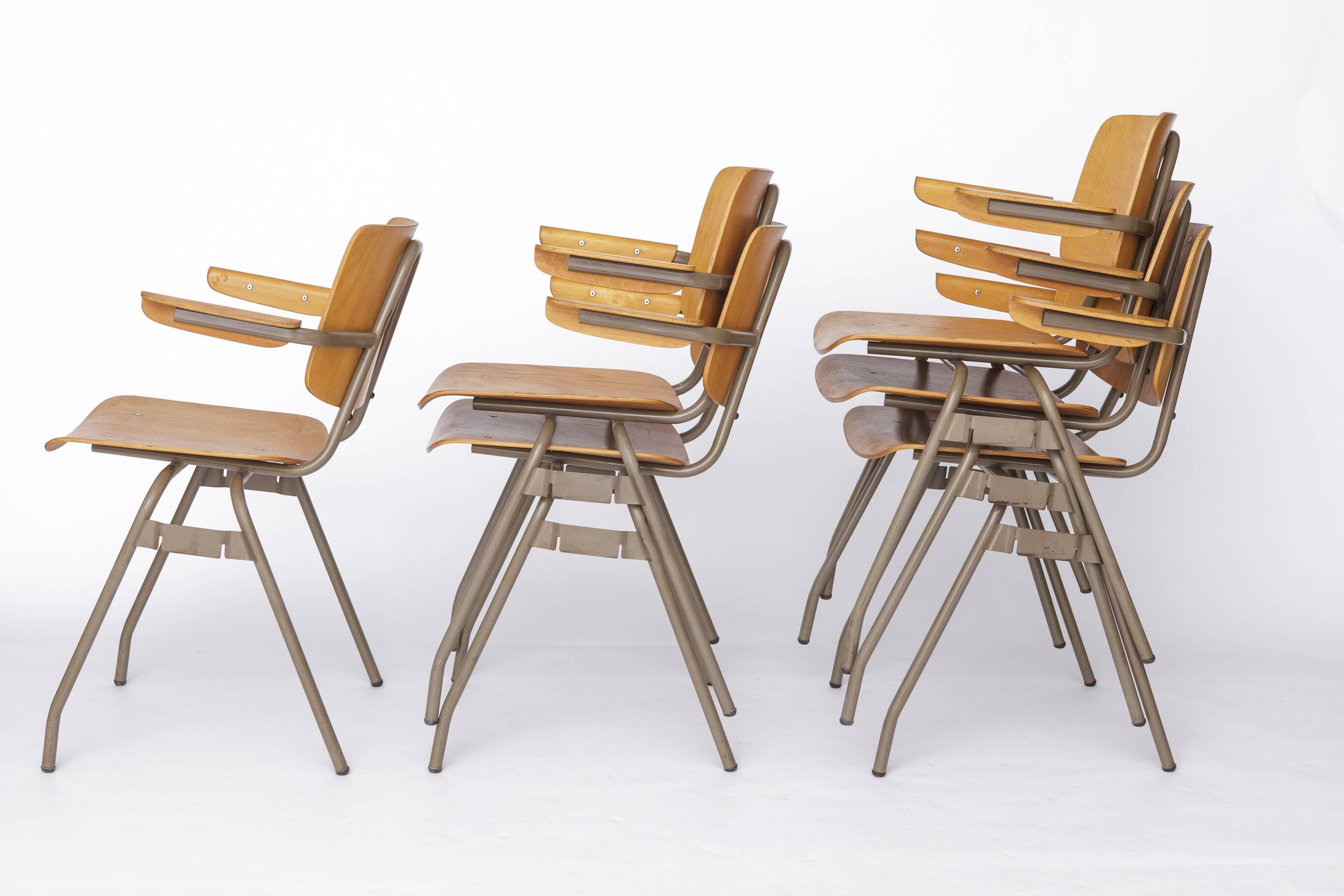 Set of 6 Kho Liang Ie Stackable Chairs – CAR Katwijk, 1950s Mid-Century