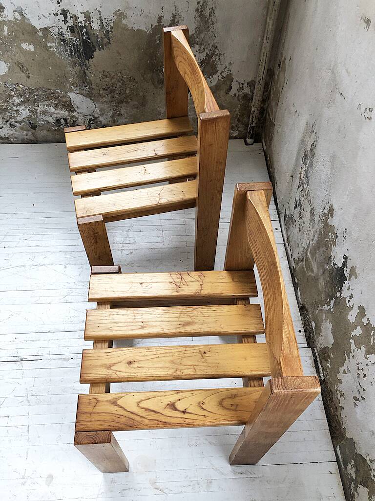 Duo of les arcs mountain pine chairs