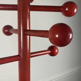 Postmodern coat rack in red lacquered beech, Italy, 1980s