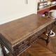 Louis XIII oak writing desk with carved twisted legs, late 19th century.