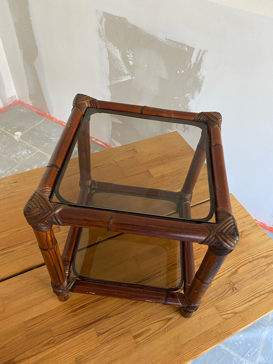 Vintage rattan side table