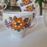 Lot of 10 vintage porcelain cups from Winterling Bavaria with orange flowers from the 70s.