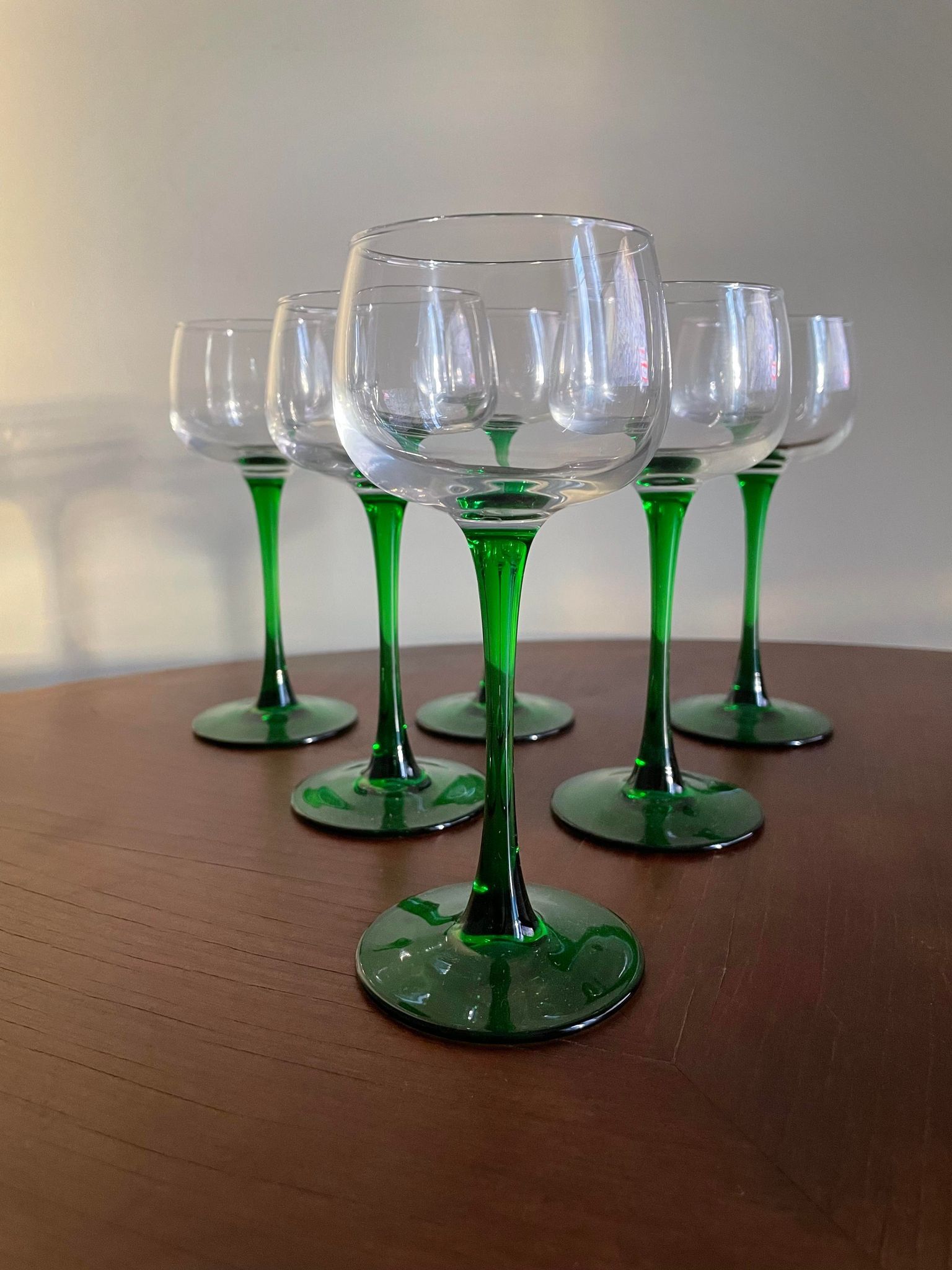Green stemmed glasses