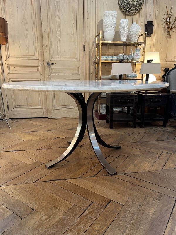 Osvaldo borsani table ronde marbre modèle t69 éditeur tecno italie 1960