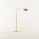 Italian swing arm brass floor lamp with marble base, 1970s