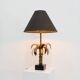 Hollywood Regency brass palm tree table lamp with black shade, France, 1970