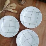 Set of 3 Salins soup plates, check pattern