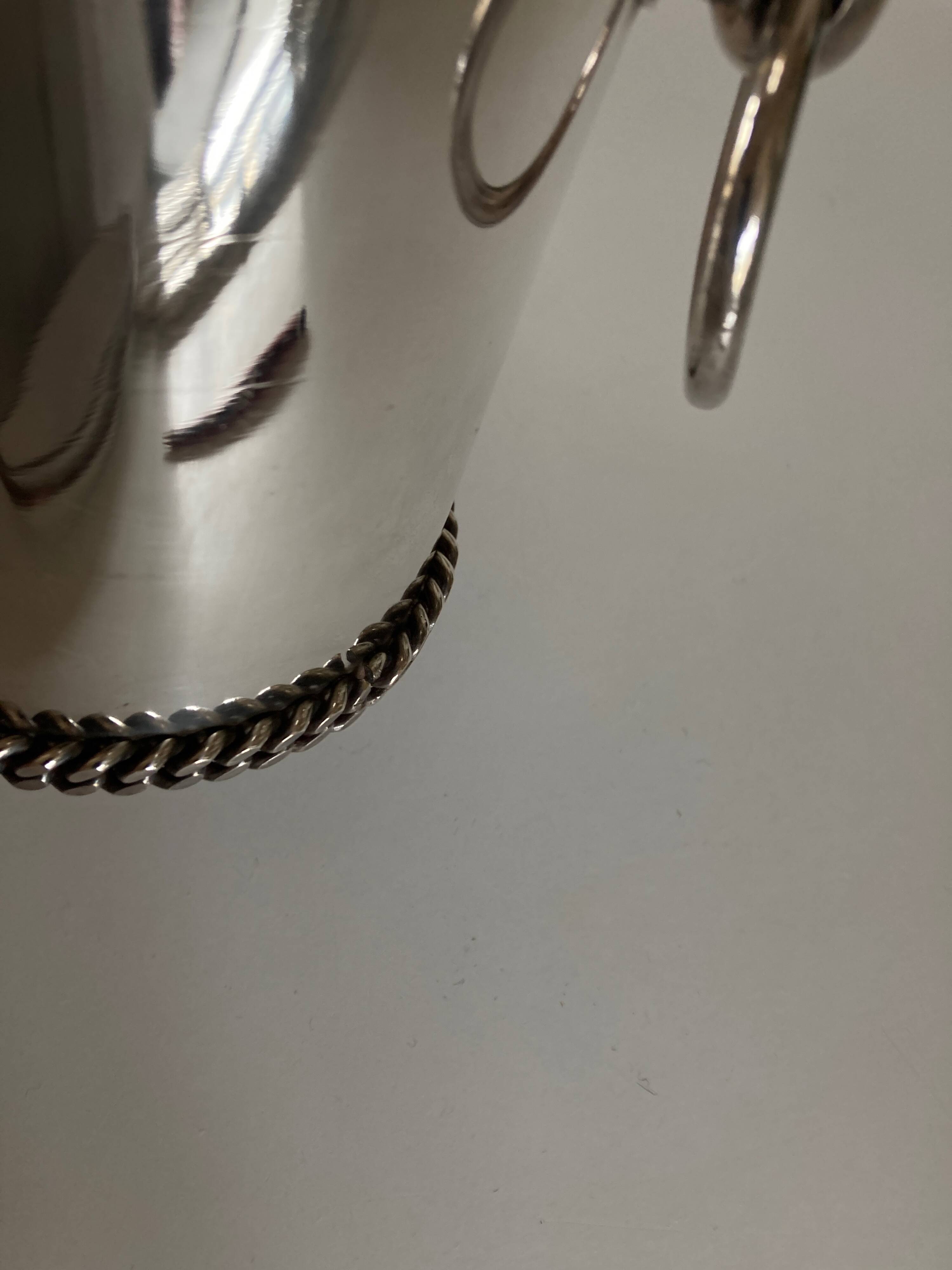Silver-plated metal flowerpot in the style of Jean Després, 1950