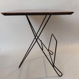 Triped pedestal table magazine holder 1950 vintage