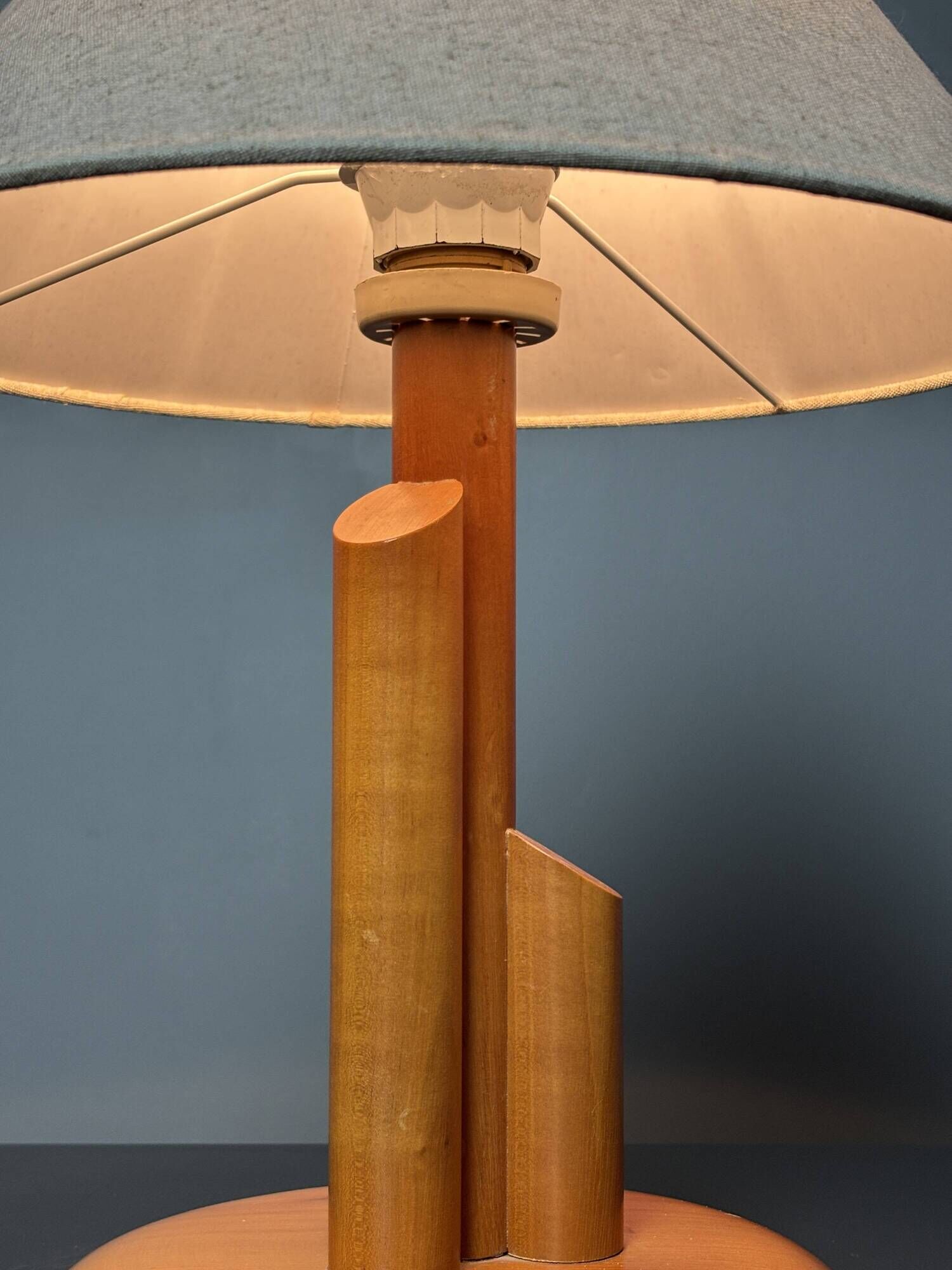Midcentury Scandinavian pine skyscraper table lamp, 1970s