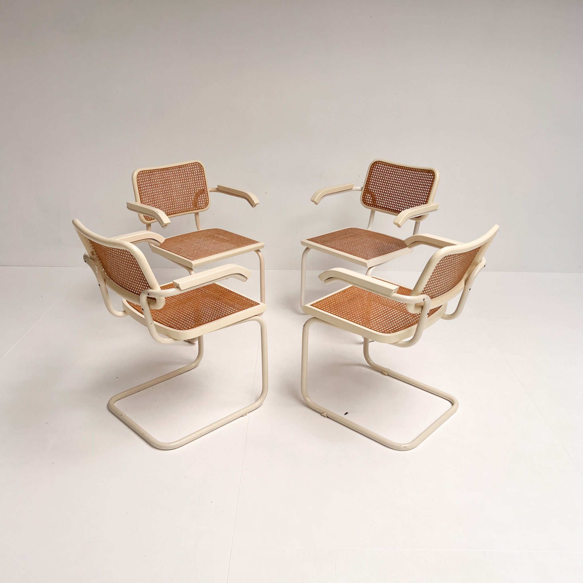 Set of 4 webbing Italian design chairs, 1980s