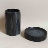 2-piece black marble desk set from the 1970s