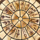 Round coffee table in ceramic and wood in the style of Roger Capron.