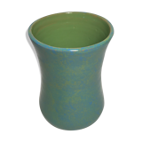 Vase ancien céramique vert bleu décoration signé vintage