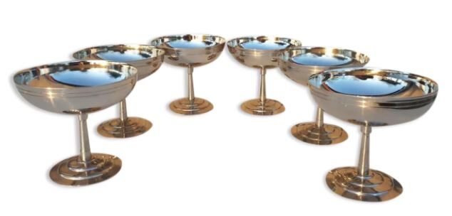 Set 6 coupes inox Létang & Rémy vintage 1960