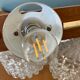 Vintage teak, brass and glass chandelier