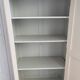 Vintage Parisian wardrobe painted in linen white, one door, three shelves
