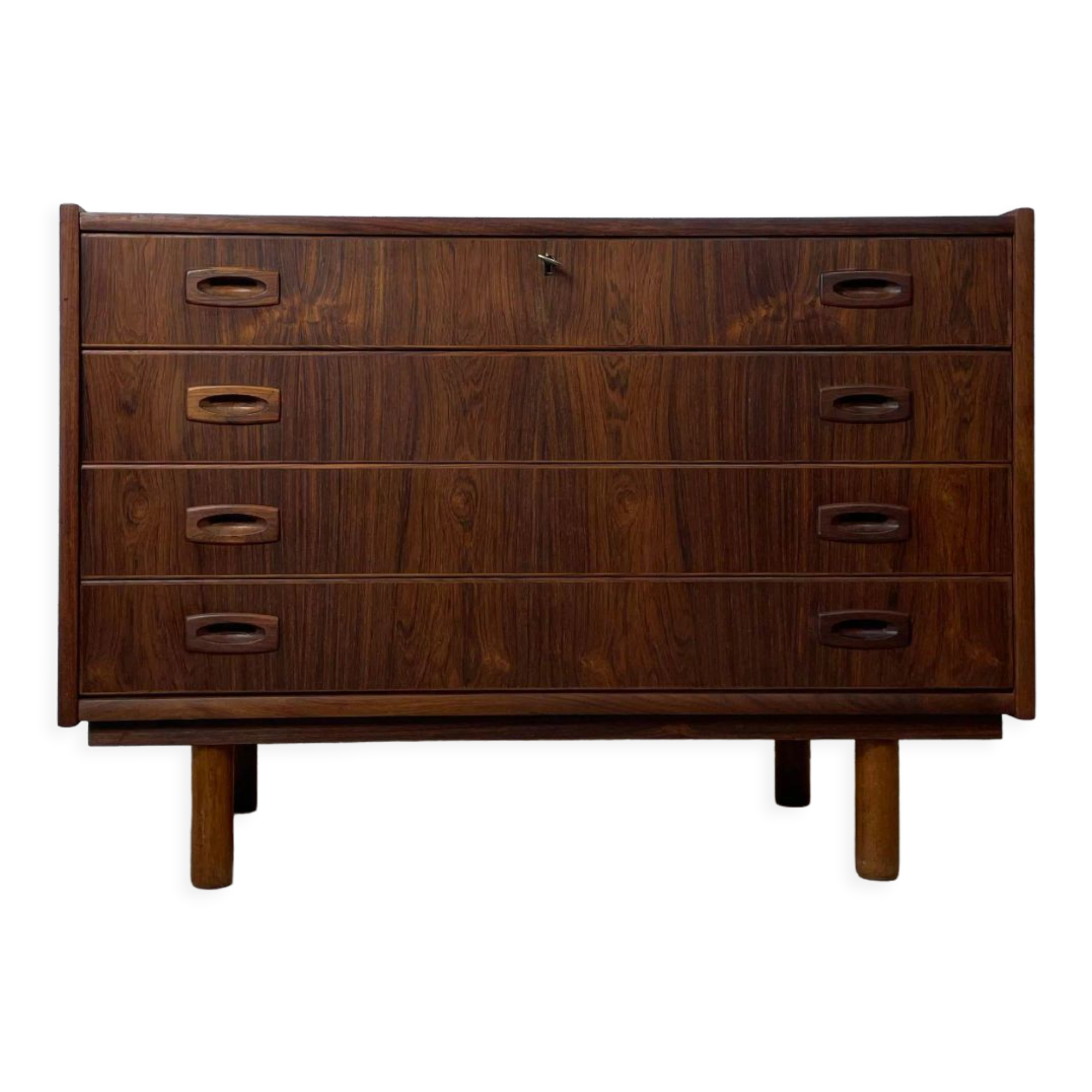 Wide chest of drawers 4 drawers Scandinavian vintage rosewood by A. Ahlström Osakeyhtiö Warkaus, 1960s