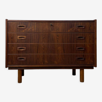 Wide chest of drawers 4 drawers Scandinavian vintage rosewood by A. Ahlström Osakeyhtiö Warkaus, 1960s