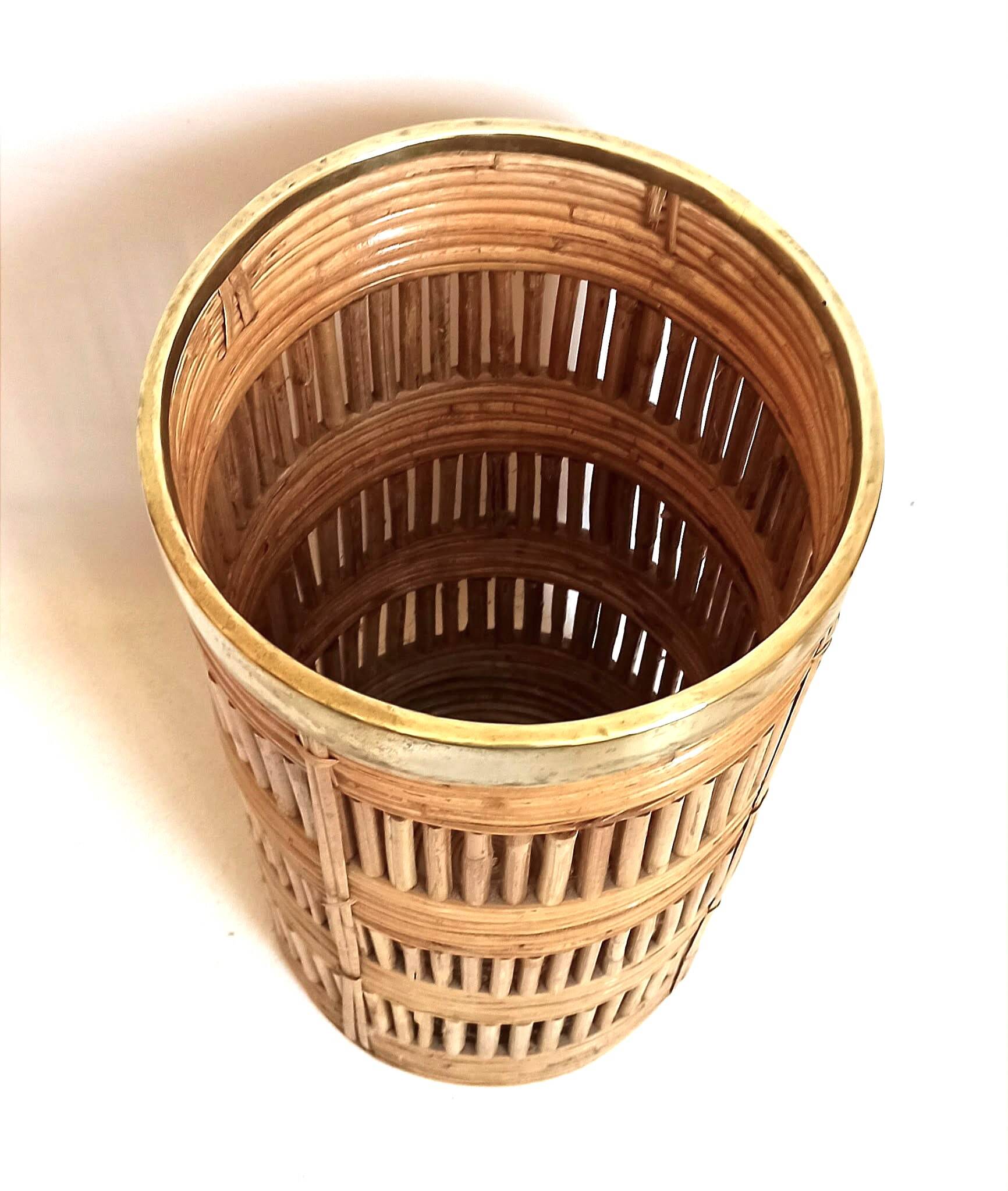 Umbrella stand Gabriella Crespi 1970s Bamboo Brass Height 51 cm