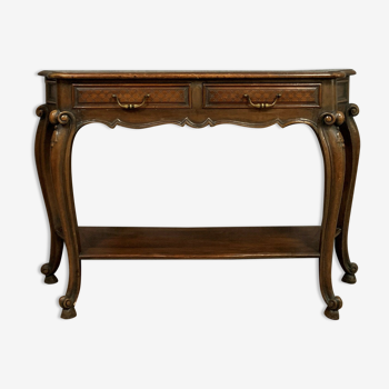 console Louis XV neo-rustic walnut curved shape