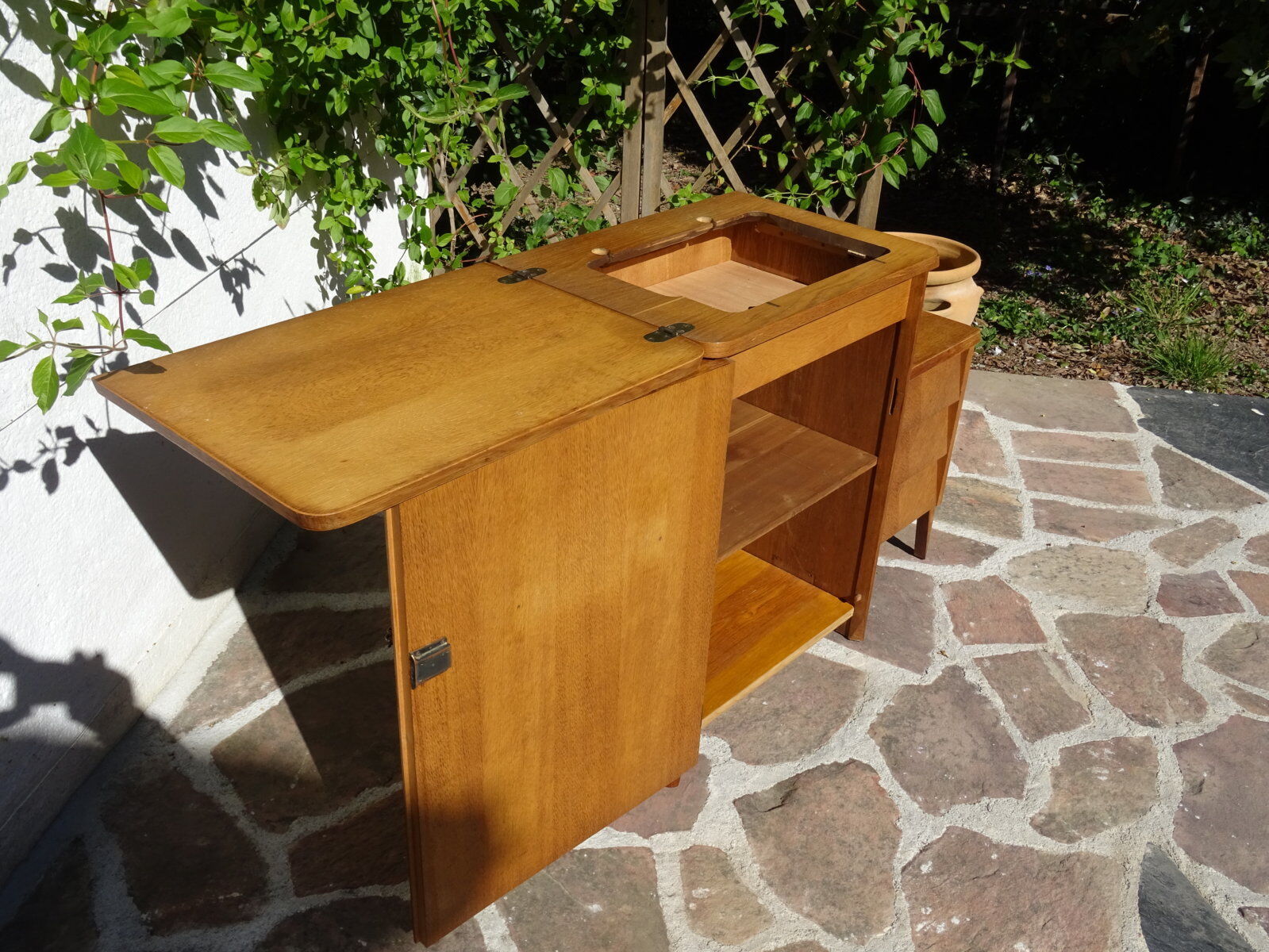 Asymmetrical oak dresser buffet
