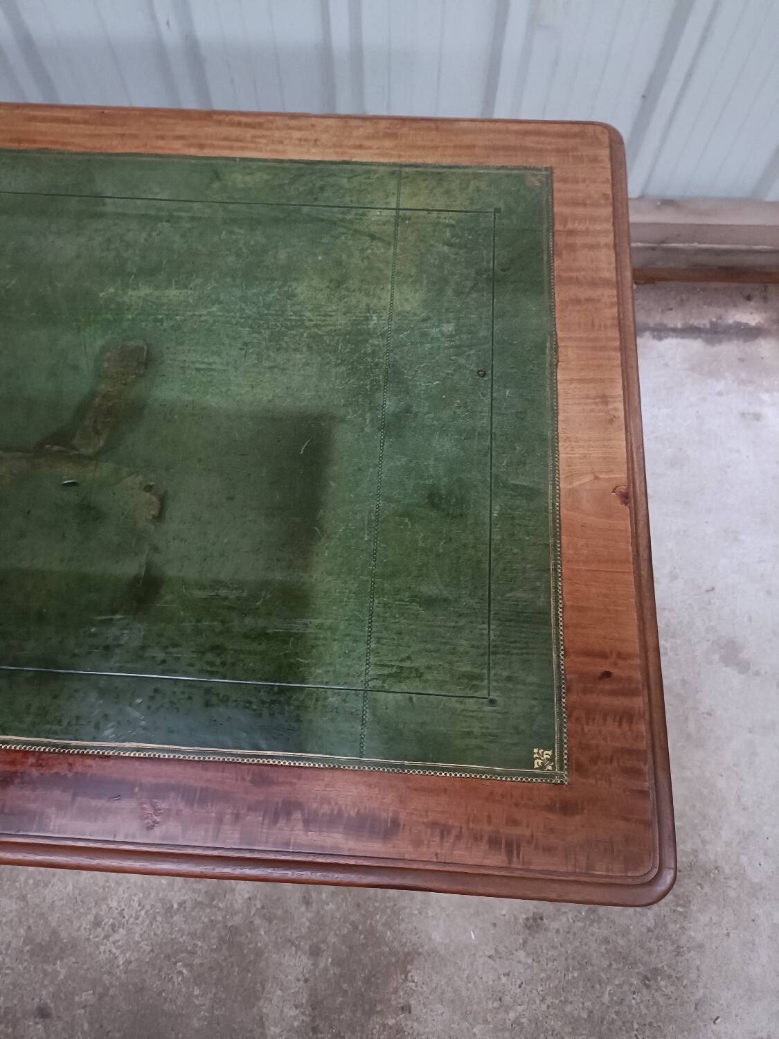 Vintage mahogany desk and leather top