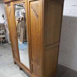 Art Deco carved oak wardrobe - Flemish workshop circa 1930