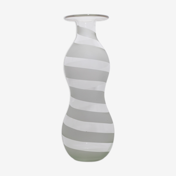 Vase soliflore transparent glass sandblasted band