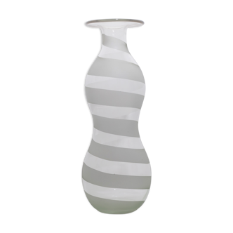 Vase soliflore transparent glass sandblasted band