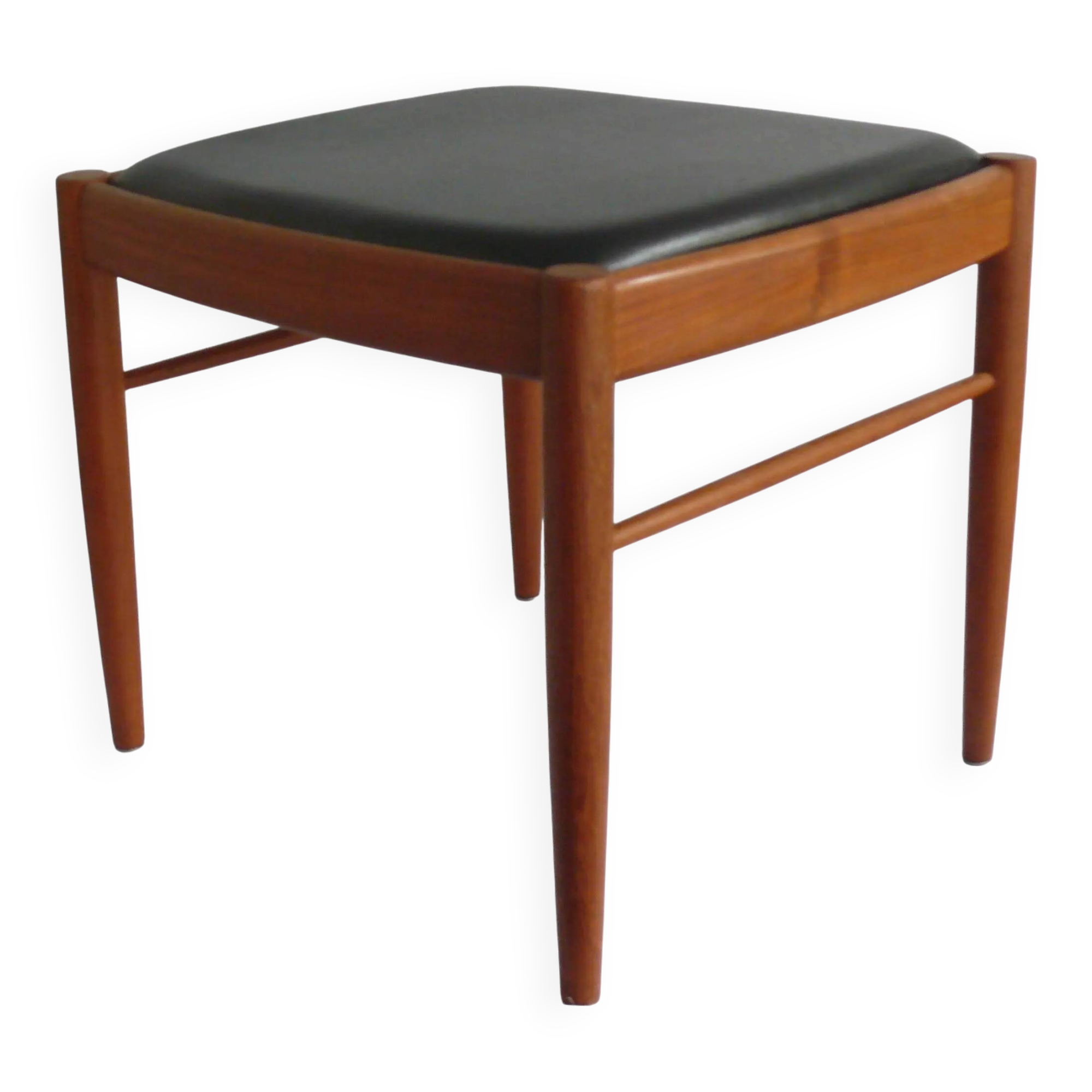 Ottoman - Stool, Teak - Artificial Leather, H.W. Klein for Bramin, Denmark - 1960s