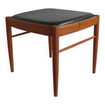 Ottoman - Stool, Teak - Artificial Leather, H.W. Klein for Bramin, Denmark - 1960s