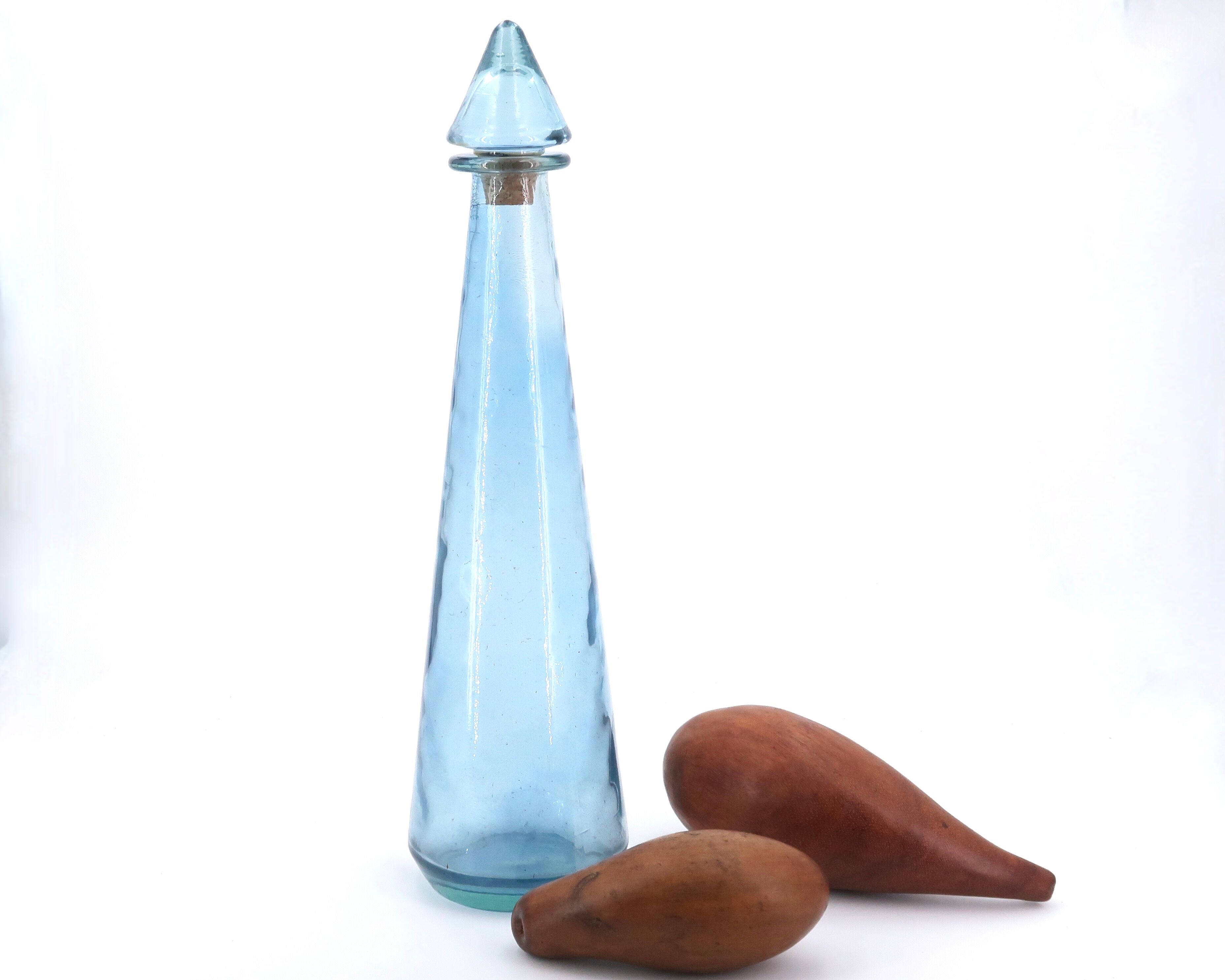Blue glass bottle, carafe, 1960s
