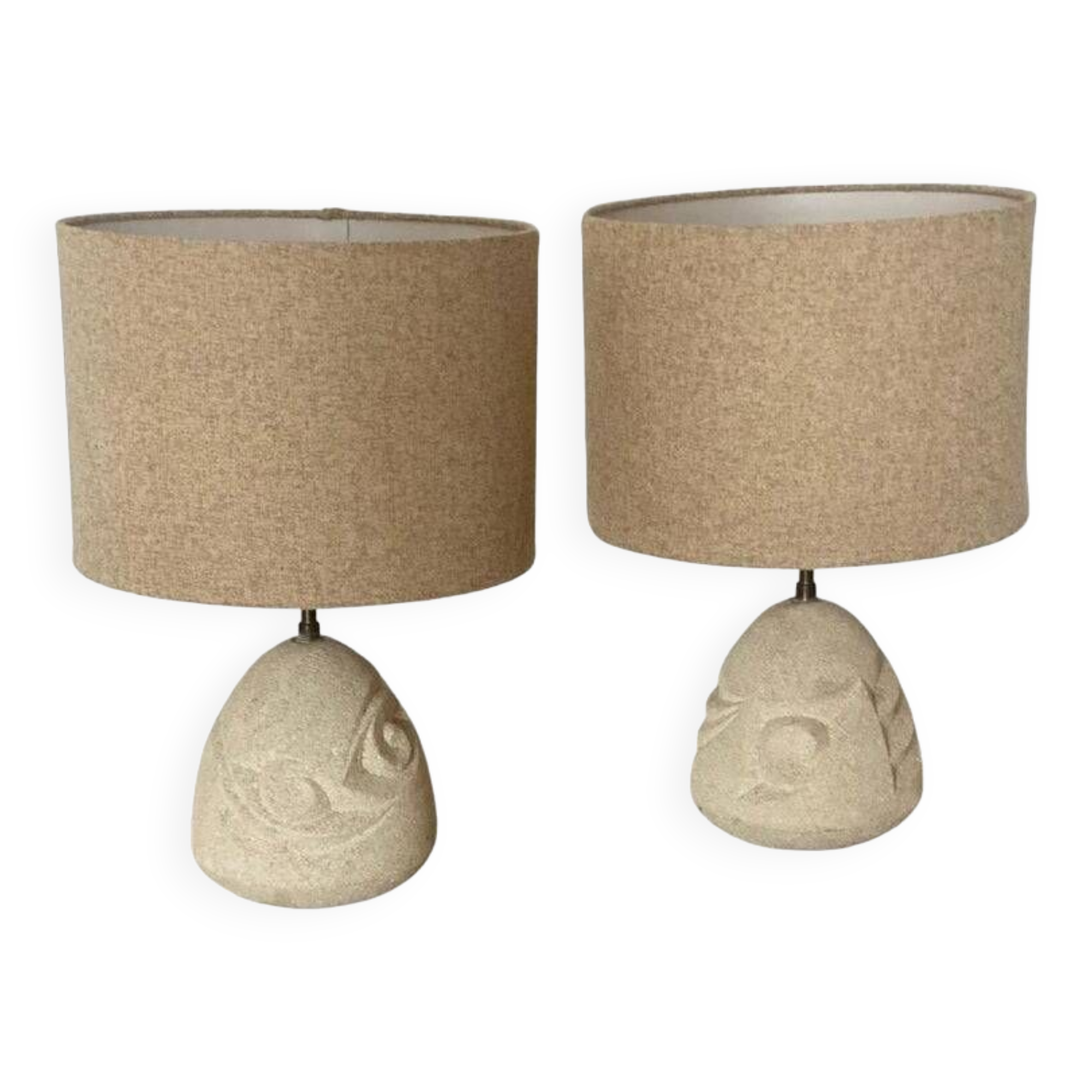 Mid-Century Modern Pair of Stone Lamps, France