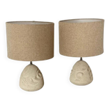 Mid-Century Modern Pair of Stone Lamps, France