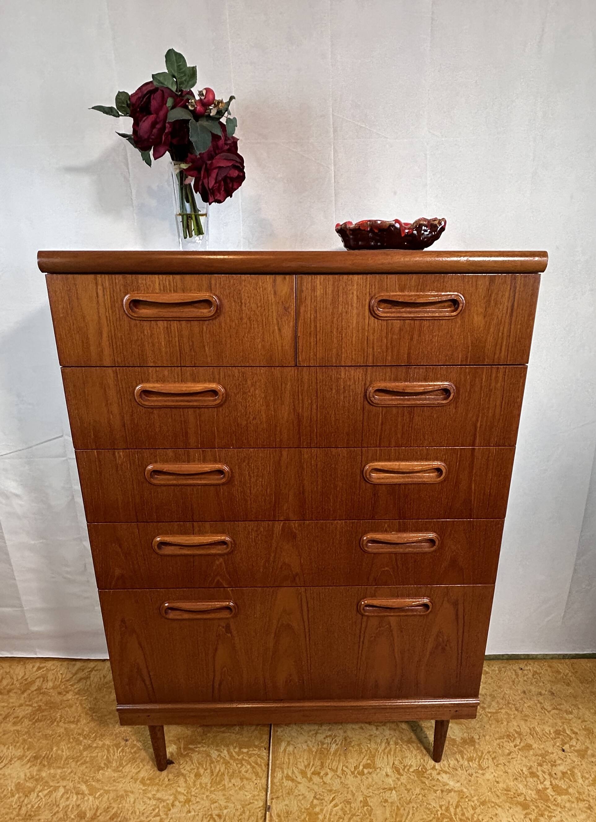 Mid Century Retro Vintage Teak Tallboy Chest of Drawers GPlan 1960