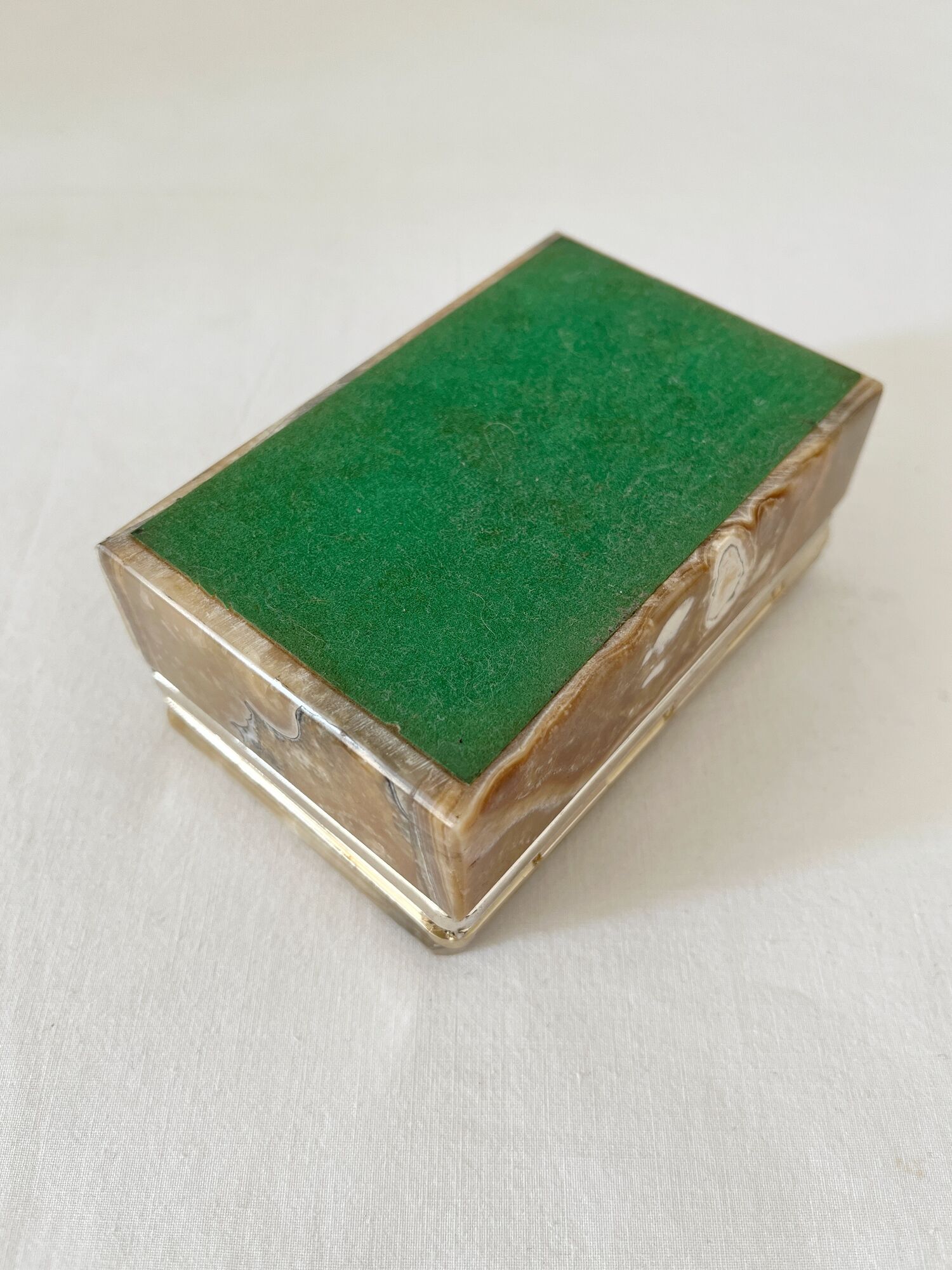 Vintage 60s rectangular onyx alabaster jewelry box