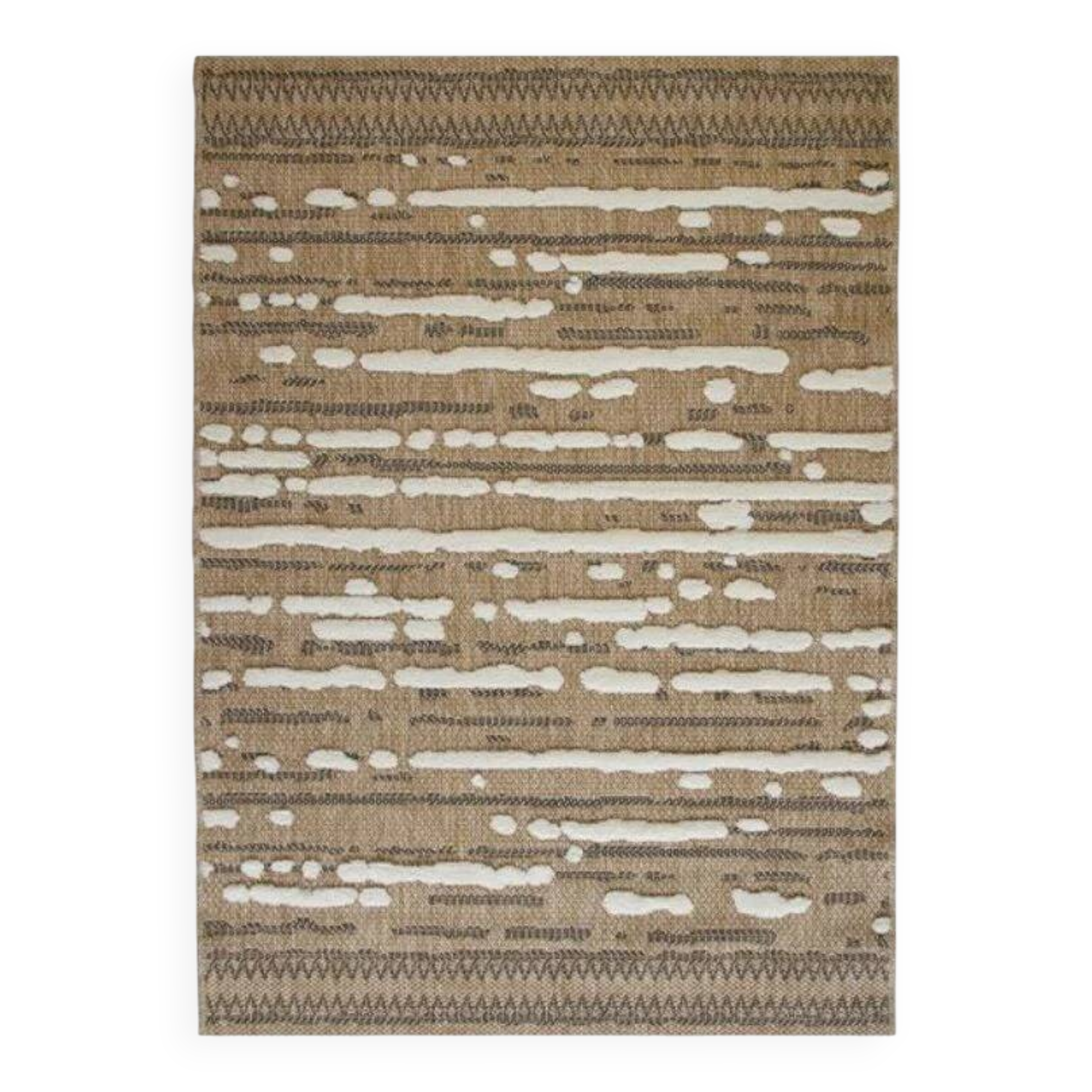 Relief jute rug in white and black 190x290 cm