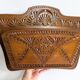 Wall-mounted letter holder, antique carved wood, folk art.