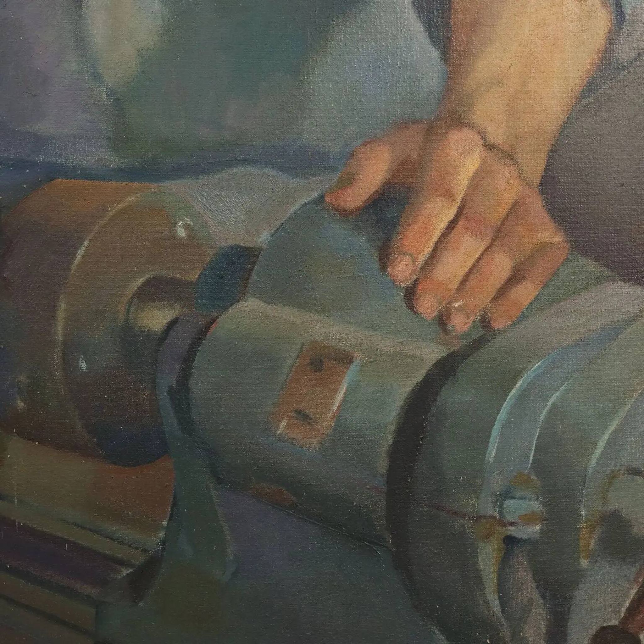 Modern painting signed by Mario Venzo, oil on canvas, Italy, 1950.